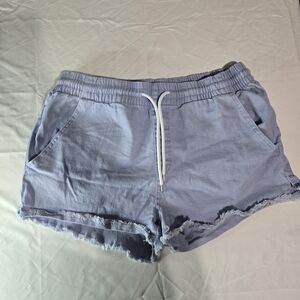 Celebrity Pink Light Blue Cotton Blend Shorts